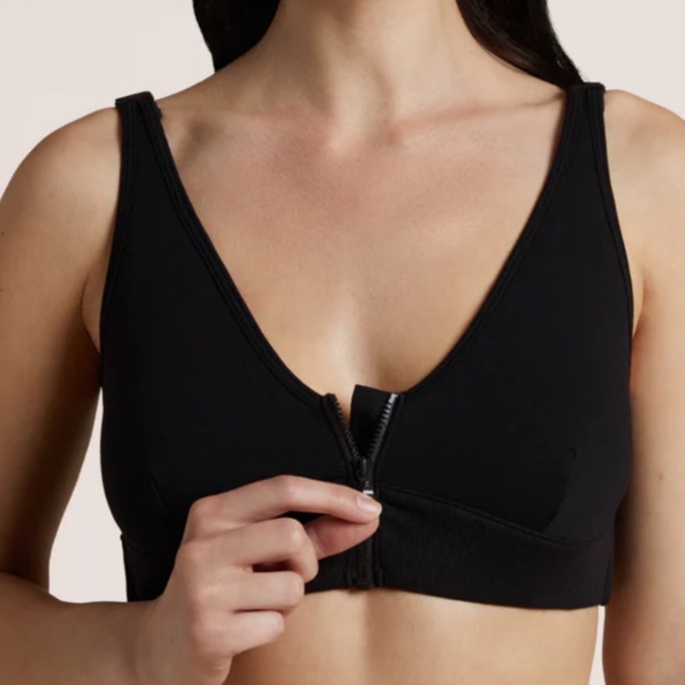 Slick Chicks Black‎ Wireless Zip Front Bra Plus Size XXL
